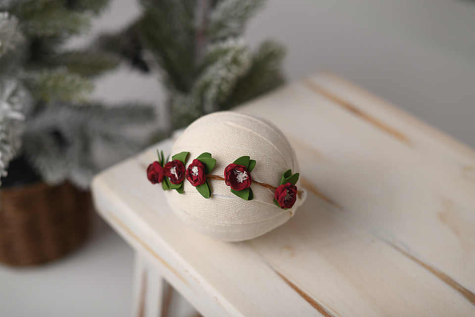 Holiday Red Halo newborn, baby and sitter Tieback Headband