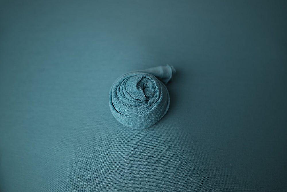 Robins Egg Blue drop wrap and newborn knit bonnet (each sold separately)