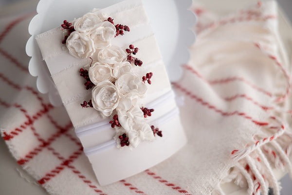 Holiday Red and White Layer with holiday tiebacks (each item purchased separately)