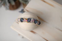"The Victoria" Floral Tieback Crown Halo Newborn Toddler Pink Blue Sky