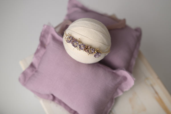 "The Pippa" DAINTY Purple Floral Tieback Crown Halo Newborn Toddler