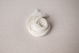Peek A Boo Lace Like White Wrap, Backdrop  coordinating tieback headband Set (each purchased separately)
