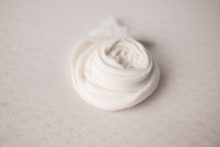 Peek A Boo Lace Like White Wrap, Backdrop  coordinating tieback headband Set (each purchased separately)