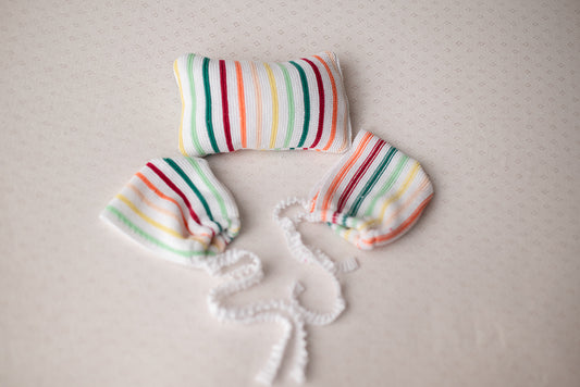 Rainbow Pillow  Newborn Bonnet (each sold separately)
