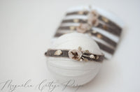Brown and Gold Bling tieback newborn, baby and sitter