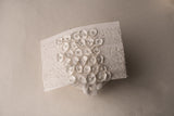 Peek A Boo Lace Like White Wrap, Backdrop  coordinating tieback headband Set (each purchased separately)