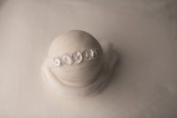 Peek A Boo Lace Like White Wrap, Backdrop  coordinating tieback headband Set (each purchased separately)
