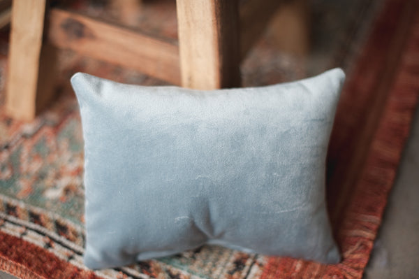 Slate Blue Gray velvet Prop Pillow