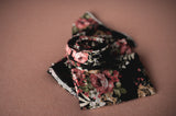 SALE Black floral wrap with pink flowers Jersey Knit