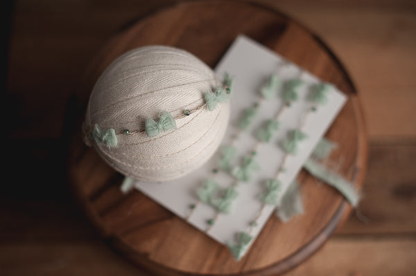 Mint Blue Wrap, Backdrop coordinating tieback & pillow headband Set(each purchased separately)