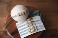 Smoke Blue Velvet tieback newborn, baby and sitter