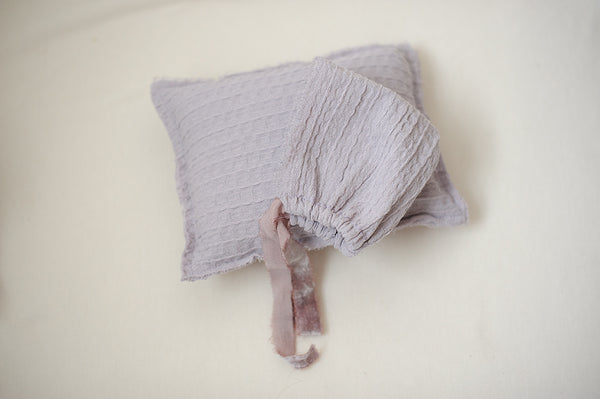 Purple Pillow and Bonnet Newborn Size (each sold separately)