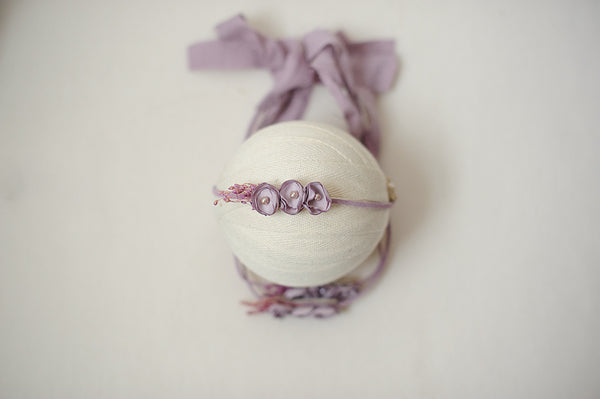 Purple Leather Tieback for newborn